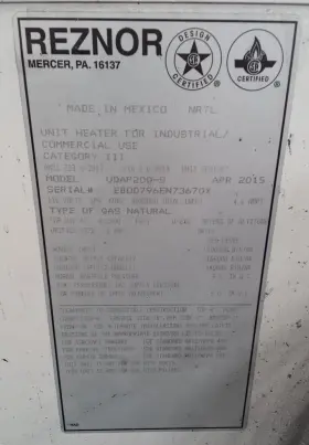 UDAP200-S REZNOR Natural Gas Heater #2