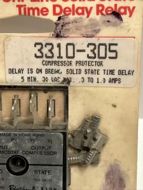 3310-305 ROBERTSHAW Robert Shaw Delay Relay Compressor Nos #3