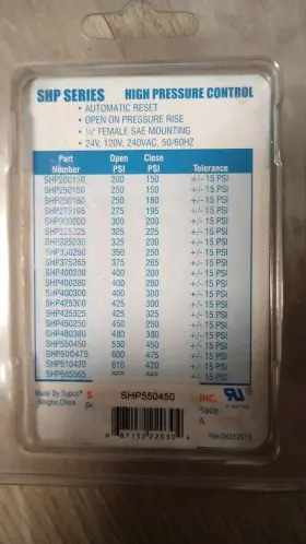 SHP550450 SUPCO High Pressure Control Switch Auto Close #2