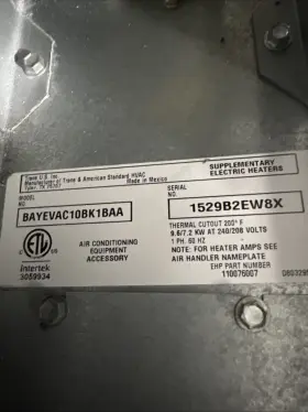 BAYEAAC10BK1BAA TRANE Supplemental Electric Heater Breaker