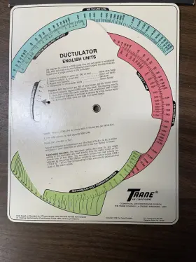 D100-10176 TRANE Ductulator Duct Sizing Rotating Calculating #2