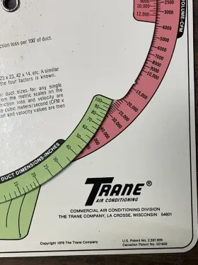 D100-10176 TRANE Ductulator Duct Sizing Rotating Calculating #3