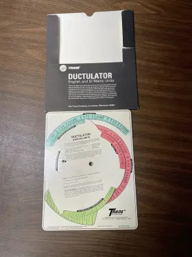 D100-10176 TRANE Ductulator Duct Sizing Rotating Calculating