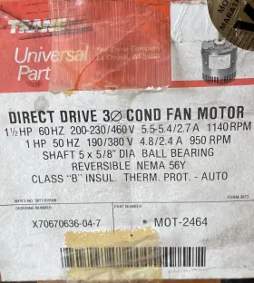 MOTO2464 TRANE Fan Motor Drive Reversible Nos