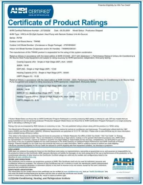 TAM9A0C60V51DA TRANE Air Box Handler Ahri Cert #2