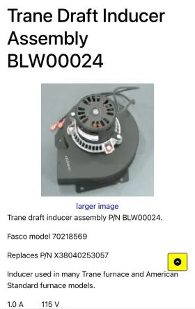 BLW00024 TRP Trane Induced Draft Blower