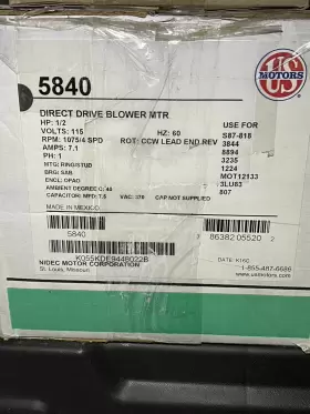 5840 US MOTOR Drive Blower Rpm Cw Ccw