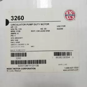 3260 US / NIDEC Water Circulating Pump Motor Phase Rpm Volt #3