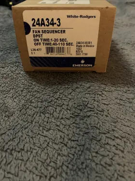 24A34-3 WHITE-RODGERS Fan Heat Strip Sequencer Emerson Nos #2