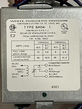 8A04A WHITE-RODGERS Nos Fan Limit Relay