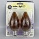 2 Vintage GE Flair Amber Light Bulb Chandelight 25 Watt Flame Antique Fixtures