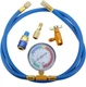 Aupoko R134A Recharge Hose Kit with Gauge, 59'' AC Refrigerant Blue, Gold 