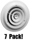 American Metal 1500W6 6" White Round Steel Ceiling Diffuser Vent - Quantity 7