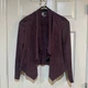 Kut from the Kloth Faux Suede Draped Open Front Jacket Plum Burgundy KJ25001 XS