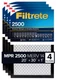 3M 2500 Series Filtrete 1" Filter, Captures Pollen,Smoke,Bacteria&Viruses,4-Pack