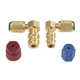 Aupoko R12 to R134A High/Low AC Fitting Port 0.25 inches, Gold Red and Blue 