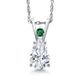 14K White Gold Nano Emerald Pendant with Chain Set with Moissanite (0.70 Cttw)