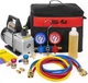 XtremepowerUS 3CFM 1/4HP Vacuum Pump HVAC R134a, R12, R22, 3 CFM, Red/Black 