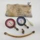 Yellow Jacket Red & Blue Pressure Gauge w/ Covers, Coupler Hose, 45 adapter, bag