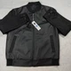 F-Collections Bomber Jacket Mens Small Black M19120 Faux Leather Mixed Media