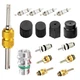 Car Air Conditioning Valve Core Kits, R12 R134a A/C Refrigeration 16 PCS Black